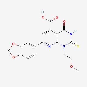 7-(1,3-Benzodioxol-5-yl)-1-(2-methoxyethyl)-4-oxo-2-sulfanyl-1,4-dihydropyrido[2,3-d]pyrimidine-5-carboxylic acid