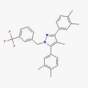 molecular formula C28H27F3N2 B10917350 3,5-bis(3,4-dimethylphenyl)-4-methyl-1-[3-(trifluoromethyl)benzyl]-1H-pyrazole 