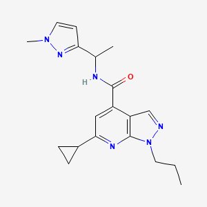 molecular formula C19H24N6O B10917374 6-cyclopropyl-N-[1-(1-methyl-1H-pyrazol-3-yl)ethyl]-1-propyl-1H-pyrazolo[3,4-b]pyridine-4-carboxamide 