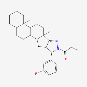 1-[5-(3-fluorophenyl)-9,13-dimethyl-6,7-diazapentacyclo[10.8.0.02,9.04,8.013,18]icos-7-en-6-yl]propan-1-one