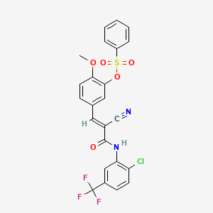 5-[(1E)-3-{[2-chloro-5-(trifluoromethyl)phenyl]amino}-2-cyano-3-oxoprop-1-en-1-yl]-2-methoxyphenyl benzenesulfonate