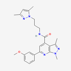 molecular formula C24H28N6O2 B10917430 N-[3-(3,5-dimethyl-1H-pyrazol-1-yl)propyl]-6-(3-methoxyphenyl)-1,3-dimethyl-1H-pyrazolo[3,4-b]pyridine-4-carboxamide 