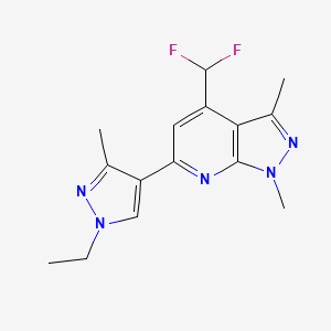 molecular formula C15H17F2N5 B10917431 4-(difluoromethyl)-6-(1-ethyl-3-methyl-1H-pyrazol-4-yl)-1,3-dimethyl-1H-pyrazolo[3,4-b]pyridine 