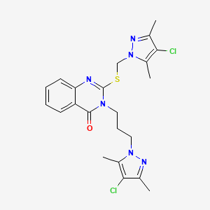 2-{[(4-chloro-3,5-dimethyl-1H-pyrazol-1-yl)methyl]sulfanyl}-3-[3-(4-chloro-3,5-dimethyl-1H-pyrazol-1-yl)propyl]quinazolin-4(3H)-one