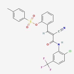 2-[(1E)-3-{[2-chloro-5-(trifluoromethyl)phenyl]amino}-2-cyano-3-oxoprop-1-en-1-yl]phenyl 4-methylbenzenesulfonate