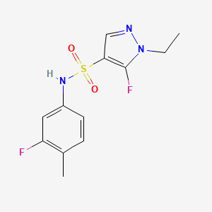 molecular formula C12H13F2N3O2S B10917518 1-Ethyl-5-fluoro-N-(3-fluoro-4-methylphenyl)-1H-pyrazole-4-sulfonamide 