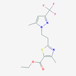 ethyl 4-methyl-2-{2-[5-methyl-3-(trifluoromethyl)-1H-pyrazol-1-yl]ethyl}-1,3-thiazole-5-carboxylate