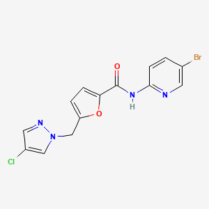 N-(5-bromopyridin-2-yl)-5-[(4-chloro-1H-pyrazol-1-yl)methyl]furan-2-carboxamide