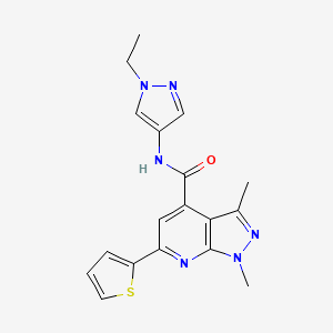 N-(1-ethyl-1H-pyrazol-4-yl)-1,3-dimethyl-6-(thiophen-2-yl)-1H-pyrazolo[3,4-b]pyridine-4-carboxamide