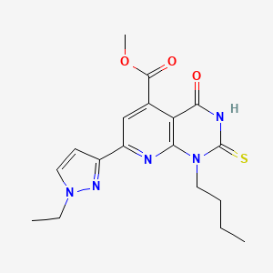 methyl 1-butyl-7-(1-ethyl-1H-pyrazol-3-yl)-4-oxo-2-sulfanyl-1,4-dihydropyrido[2,3-d]pyrimidine-5-carboxylate