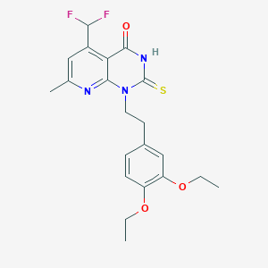 1-[2-(3,4-diethoxyphenyl)ethyl]-5-(difluoromethyl)-7-methyl-2-sulfanylpyrido[2,3-d]pyrimidin-4(1H)-one