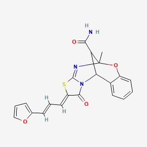 (2Z)-2-[(2E)-3-(furan-2-yl)prop-2-en-1-ylidene]-5-methyl-1-oxo-1,2-dihydro-5H,11H-5,11-methano[1,3]thiazolo[2,3-d][1,3,5]benzoxadiazocine-13-carboxamide