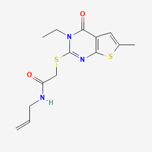 2-[(3-ethyl-6-methyl-4-oxo-3,4-dihydrothieno[2,3-d]pyrimidin-2-yl)sulfanyl]-N-(prop-2-en-1-yl)acetamide