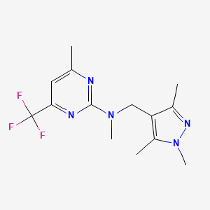 molecular formula C14H18F3N5 B10917688 N,4-dimethyl-6-(trifluoromethyl)-N-[(1,3,5-trimethyl-1H-pyrazol-4-yl)methyl]pyrimidin-2-amine 