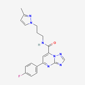 molecular formula C19H18FN7O B10917727 5-(4-fluorophenyl)-N-[3-(3-methyl-1H-pyrazol-1-yl)propyl][1,2,4]triazolo[1,5-a]pyrimidine-7-carboxamide 