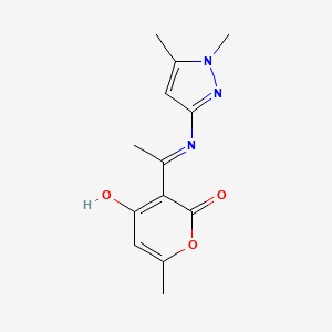 (3E)-3-{1-[(1,5-dimethyl-1H-pyrazol-3-yl)amino]ethylidene}-6-methyl-2H-pyran-2,4(3H)-dione