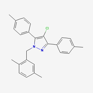 4-chloro-1-(2,5-dimethylbenzyl)-3,5-bis(4-methylphenyl)-1H-pyrazole