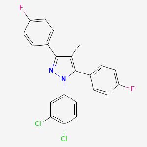 molecular formula C22H14Cl2F2N2 B10917758 1-(3,4-dichlorophenyl)-3,5-bis(4-fluorophenyl)-4-methyl-1H-pyrazole 