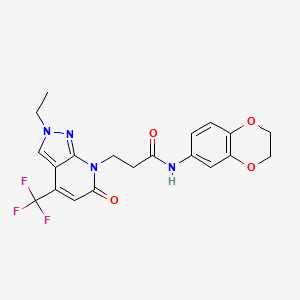 N-(2,3-dihydro-1,4-benzodioxin-6-yl)-3-[2-ethyl-6-oxo-4-(trifluoromethyl)-2,6-dihydro-7H-pyrazolo[3,4-b]pyridin-7-yl]propanamide