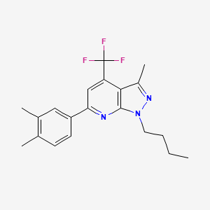 molecular formula C20H22F3N3 B10917794 1-butyl-6-(3,4-dimethylphenyl)-3-methyl-4-(trifluoromethyl)-1H-pyrazolo[3,4-b]pyridine 