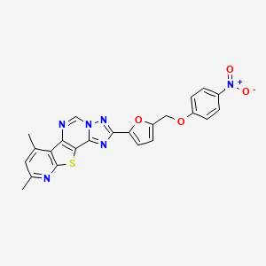 11,13-dimethyl-4-[5-[(4-nitrophenoxy)methyl]furan-2-yl]-16-thia-3,5,6,8,14-pentazatetracyclo[7.7.0.02,6.010,15]hexadeca-1(9),2,4,7,10(15),11,13-heptaene