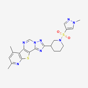 11,13-dimethyl-4-[1-(1-methylpyrazol-4-yl)sulfonylpiperidin-3-yl]-16-thia-3,5,6,8,14-pentazatetracyclo[7.7.0.02,6.010,15]hexadeca-1(9),2,4,7,10(15),11,13-heptaene