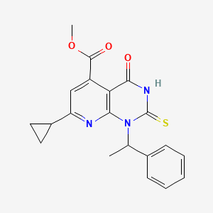 Methyl 7-cyclopropyl-4-oxo-1-(1-phenylethyl)-2-sulfanyl-1,4-dihydropyrido[2,3-d]pyrimidine-5-carboxylate