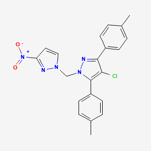 4-chloro-3,5-bis(4-methylphenyl)-1-[(3-nitro-1H-pyrazol-1-yl)methyl]-1H-pyrazole