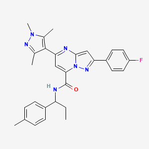 2-(4-fluorophenyl)-N-[1-(4-methylphenyl)propyl]-5-(1,3,5-trimethyl-1H-pyrazol-4-yl)pyrazolo[1,5-a]pyrimidine-7-carboxamide