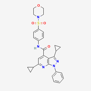 3,6-dicyclopropyl-N-[4-(morpholin-4-ylsulfonyl)phenyl]-1-phenyl-1H-pyrazolo[3,4-b]pyridine-4-carboxamide