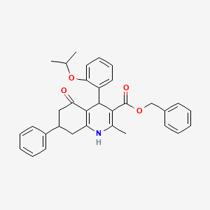 Benzyl 2-methyl-5-oxo-7-phenyl-4-[2-(propan-2-yloxy)phenyl]-1,4,5,6,7,8-hexahydroquinoline-3-carboxylate