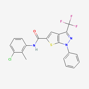 molecular formula C20H13ClF3N3OS B10918096 N-(3-chloro-2-methylphenyl)-1-phenyl-3-(trifluoromethyl)-1H-thieno[2,3-c]pyrazole-5-carboxamide 