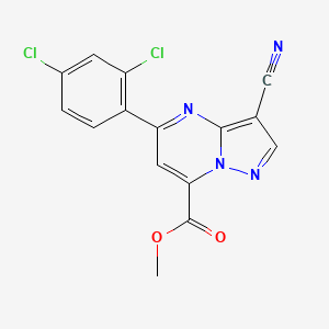 molecular formula C15H8Cl2N4O2 B10918173 Methyl 3-cyano-5-(2,4-dichlorophenyl)pyrazolo[1,5-a]pyrimidine-7-carboxylate 