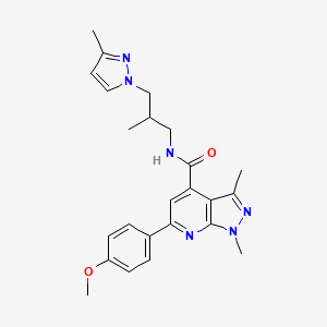 molecular formula C24H28N6O2 B10918192 6-(4-methoxyphenyl)-1,3-dimethyl-N-[2-methyl-3-(3-methyl-1H-pyrazol-1-yl)propyl]-1H-pyrazolo[3,4-b]pyridine-4-carboxamide 