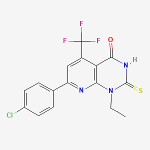 7-(4-chlorophenyl)-1-ethyl-2-sulfanyl-5-(trifluoromethyl)pyrido[2,3-d]pyrimidin-4(1H)-one