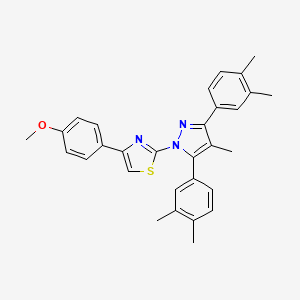 2-[3,5-bis(3,4-dimethylphenyl)-4-methyl-1H-pyrazol-1-yl]-4-(4-methoxyphenyl)-1,3-thiazole