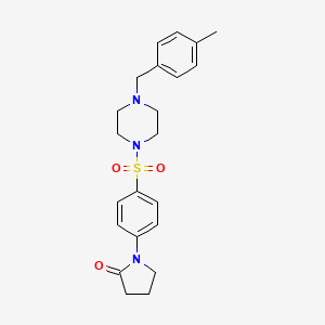 molecular formula C22H27N3O3S B10918213 1-(4-{[4-(4-Methylbenzyl)piperazin-1-yl]sulfonyl}phenyl)pyrrolidin-2-one 