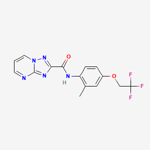 molecular formula C15H12F3N5O2 B10918219 N-[2-methyl-4-(2,2,2-trifluoroethoxy)phenyl][1,2,4]triazolo[1,5-a]pyrimidine-2-carboxamide 