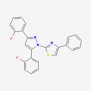 molecular formula C24H15F2N3S B10918240 2-[3,5-bis(2-fluorophenyl)-1H-pyrazol-1-yl]-4-phenyl-1,3-thiazole 