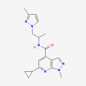 molecular formula C18H22N6O B10918253 6-cyclopropyl-1-methyl-N-[1-(3-methyl-1H-pyrazol-1-yl)propan-2-yl]-1H-pyrazolo[3,4-b]pyridine-4-carboxamide 