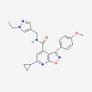 molecular formula C23H23N5O3 B10918254 6-cyclopropyl-N-[(1-ethyl-1H-pyrazol-4-yl)methyl]-3-(4-methoxyphenyl)[1,2]oxazolo[5,4-b]pyridine-4-carboxamide 