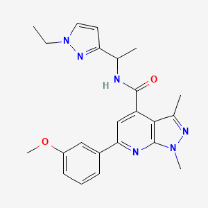 molecular formula C23H26N6O2 B10918262 N-[1-(1-ethyl-1H-pyrazol-3-yl)ethyl]-6-(3-methoxyphenyl)-1,3-dimethyl-1H-pyrazolo[3,4-b]pyridine-4-carboxamide 