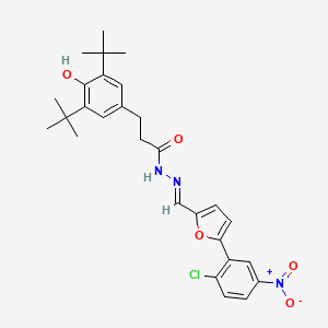 molecular formula C28H32ClN3O5 B10918272 N'-{(E)-[5-(2-chloro-5-nitrophenyl)furan-2-yl]methylidene}-3-(3,5-di-tert-butyl-4-hydroxyphenyl)propanehydrazide 