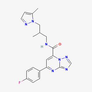 molecular formula C20H20FN7O B10918279 5-(4-fluorophenyl)-N-[2-methyl-3-(5-methyl-1H-pyrazol-1-yl)propyl][1,2,4]triazolo[1,5-a]pyrimidine-7-carboxamide 