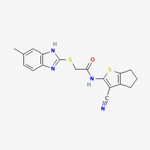 N-(3-cyano-5,6-dihydro-4H-cyclopenta[b]thiophen-2-yl)-2-[(5-methyl-1H-benzimidazol-2-yl)sulfanyl]acetamide