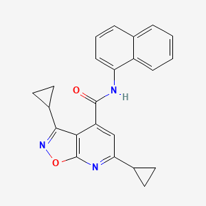 molecular formula C23H19N3O2 B10918313 3,6-dicyclopropyl-N-(naphthalen-1-yl)[1,2]oxazolo[5,4-b]pyridine-4-carboxamide 