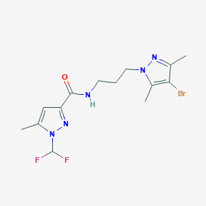 molecular formula C14H18BrF2N5O B10918326 N-[3-(4-bromo-3,5-dimethyl-1H-pyrazol-1-yl)propyl]-1-(difluoromethyl)-5-methyl-1H-pyrazole-3-carboxamide 