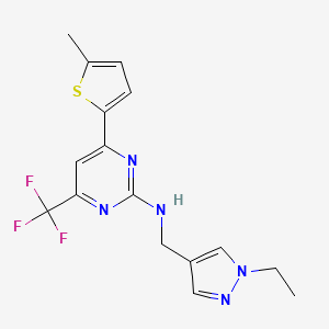 N-[(1-ethyl-1H-pyrazol-4-yl)methyl]-4-(5-methylthiophen-2-yl)-6-(trifluoromethyl)pyrimidin-2-amine