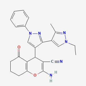 2-Amino-4-(1'-ethyl-3'-methyl-1-phenyl-1H,1'H-3,4'-bipyrazol-4-YL)-5-oxo-5,6,7,8-tetrahydro-4H-chromene-3-carbonitrile