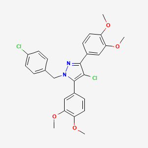 molecular formula C26H24Cl2N2O4 B10918373 4-chloro-1-(4-chlorobenzyl)-3,5-bis(3,4-dimethoxyphenyl)-1H-pyrazole 